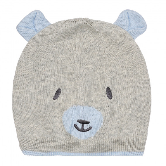 Pălărie de bumbac cu aplicație de urs pentru bebeluș, gri Chicco 254762 