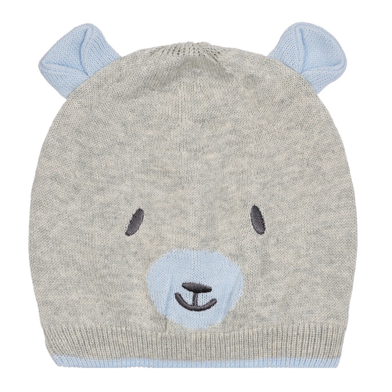 Pălărie de bumbac cu aplicație de urs pentru bebeluș, gri  254762