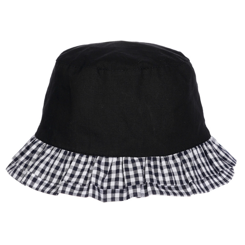 Pălărie de bumbac cu accente în carouri pentru un bebeluș, neagră  254929