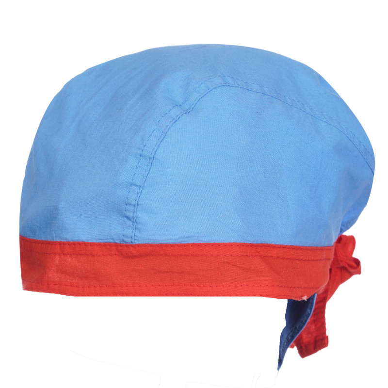 Pălărie de bumbac cu imprimeu și accente roșii, albastru  254967