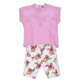 Set de tunici din bumbac și jambiere pentru un bebeluș în roz și alb Chicco 254991 
