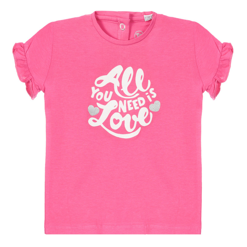 Tricou Chicco din bumbac roz cu inscripție pentru bebeluși  255235