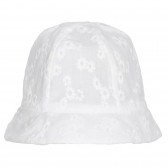 Pălărie de bumbac cu imprimeu floral și panglică pentru bebeluș, albă Chicco 255333 