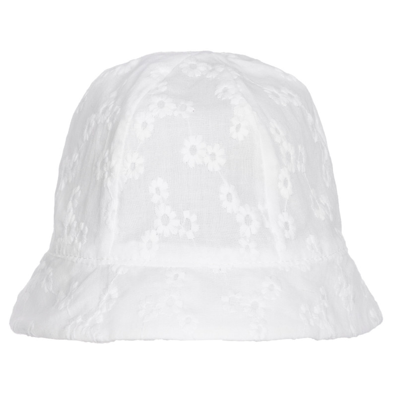 Pălărie de bumbac cu imprimeu floral și panglică pentru bebeluș, albă  255333