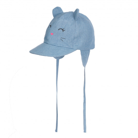 Pălărie din bumbac din denim cu imprimeu pisoi pentru bebeluși, albastru Chicco 255371 