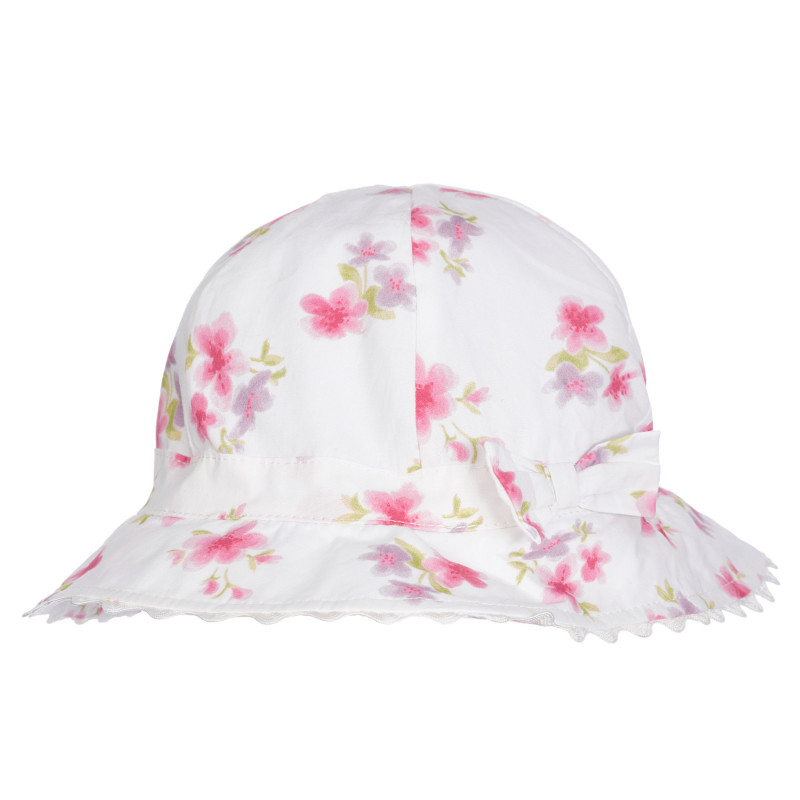 Pălărie de bumbac cu imprimeu floral, în culoare albă  255410
