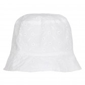 Pălărie de bumbac cu flori și cravate brodate, albă Chicco 255413 