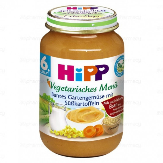 Piure de legume bio cu cartofi dulci, 6+ luni, borcan 190 g. Hipp 25547 