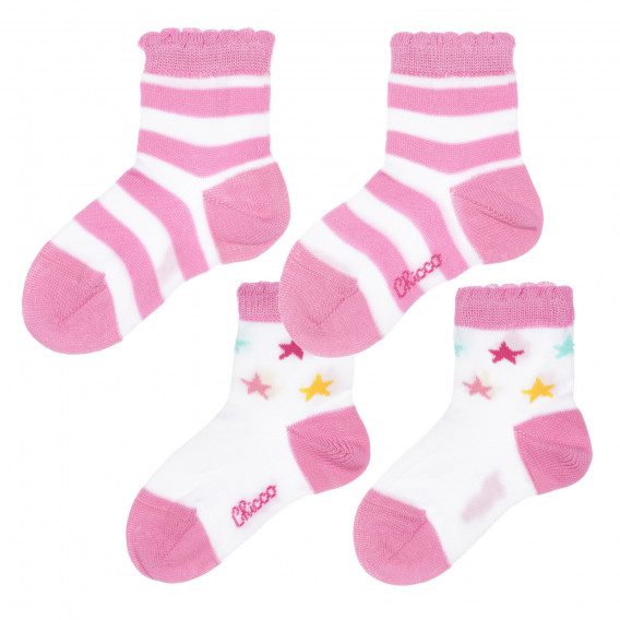 Set de două perechi de șosete pentru bebeluși în alb și roz Chicco 255886 