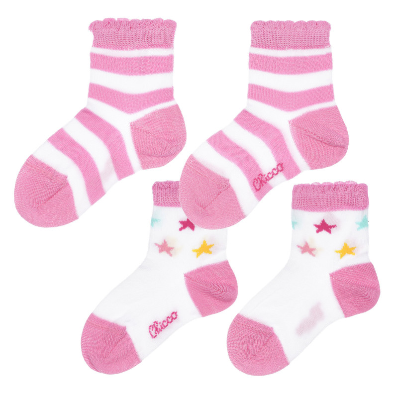 Set de două perechi de șosete pentru bebeluși în alb și roz  255886