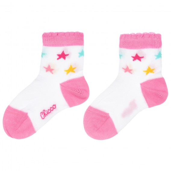 Set de două perechi de șosete pentru bebeluși în alb și roz Chicco 255887 2