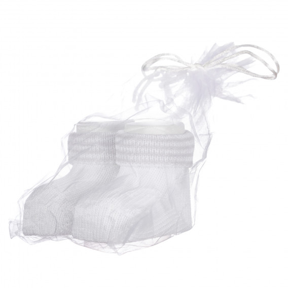Șosete tricotate pentru bebeluș, de culoare albă Chicco 255890 