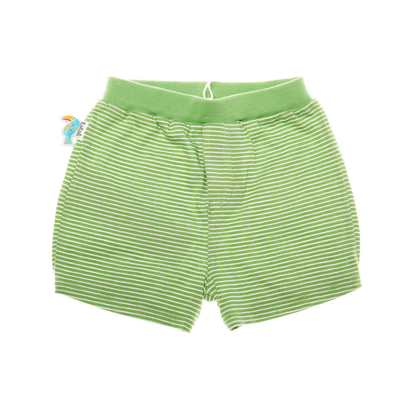 Pantaloni scurți de bumbac pentru copii, cu dungi verzi  25591