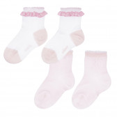Set de două perechi de șosete pentru bebeluși în roz și alb. Chicco 255922 