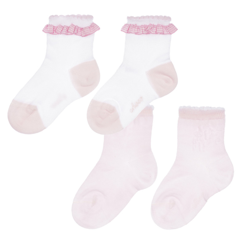 Set de două perechi de șosete pentru bebeluși în roz și alb.  255922