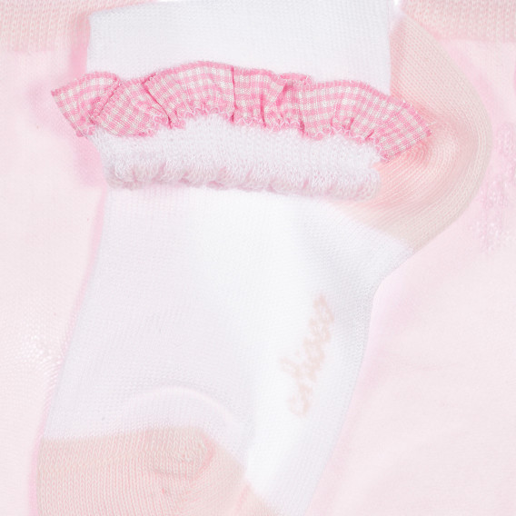 Set de două perechi de șosete pentru bebeluși în roz și alb. Chicco 255924 3