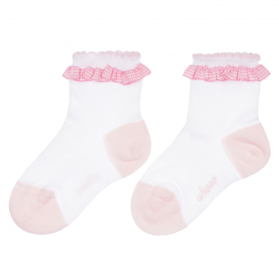 Set de două perechi de șosete pentru bebeluși în roz și alb. Chicco 255925 4