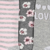 Set de trei perechi de șosete pentru bebeluși în roz și gri Chicco 255934 2