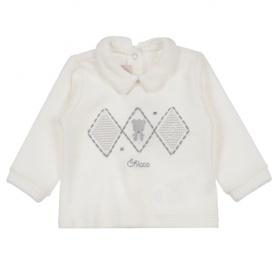 Set de bluză cu botine pentru bebeluși în alb și gri Chicco 255950 2