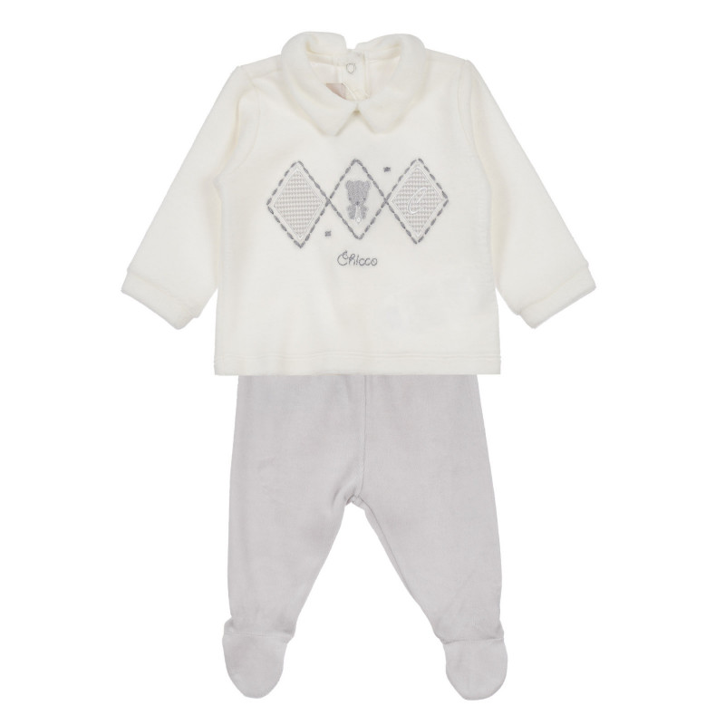 Set de bluză cu botine pentru bebeluși în alb și gri  255951