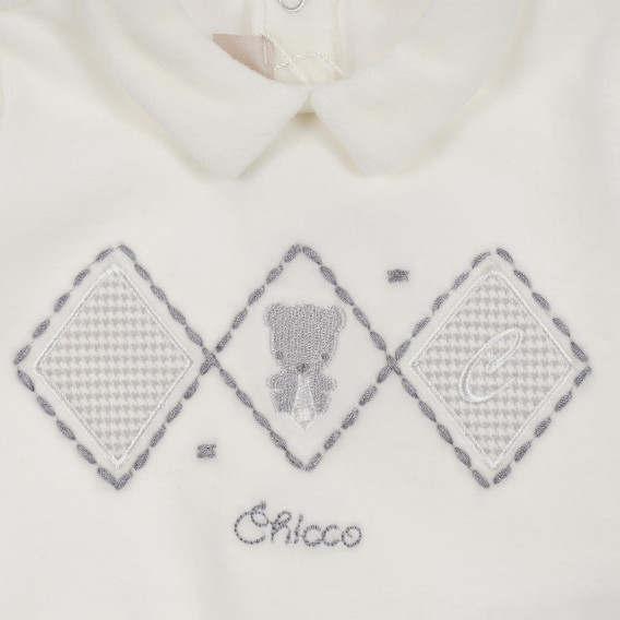 Set de bluză cu botine pentru bebeluși în alb și gri Chicco 255952 3