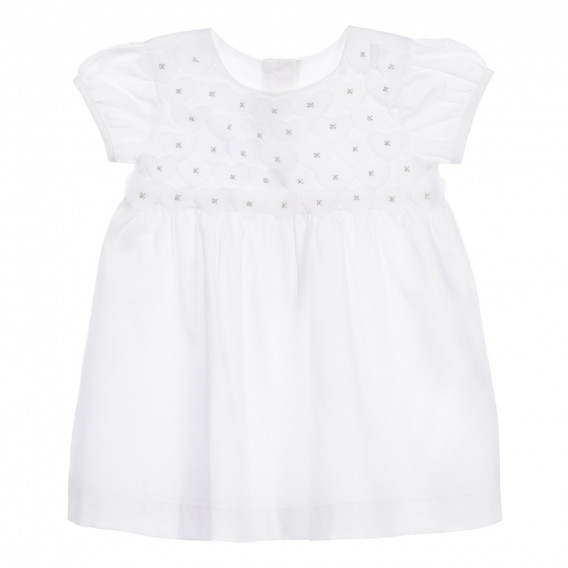 Rochie din bumbac cu inimi pentru bebeluș, albă Chicco 256056 