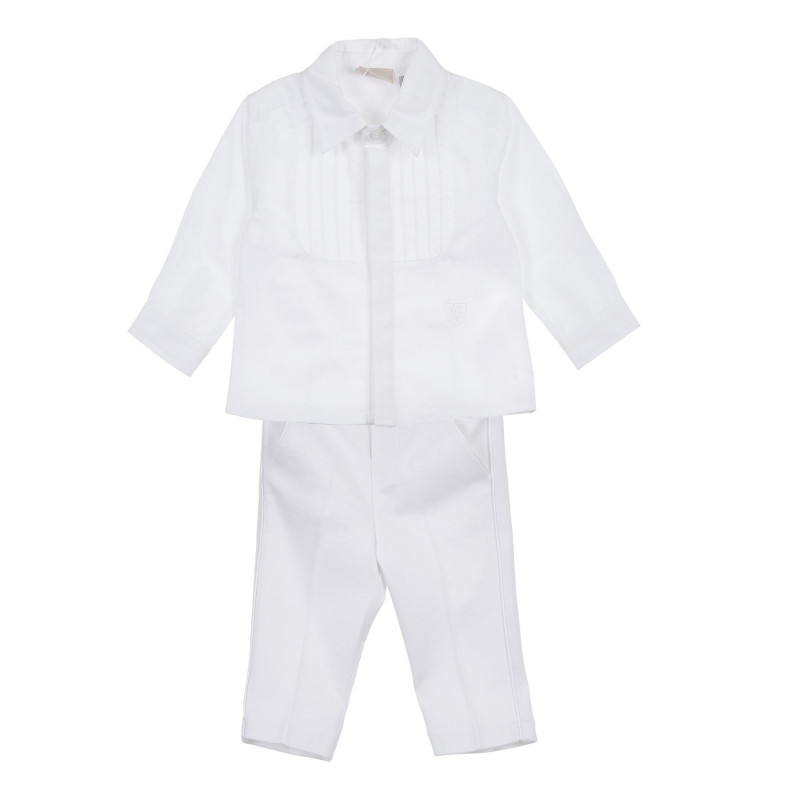 Set de cămașă și pantaloni pentru bebeluși din bumbac, alb  256061