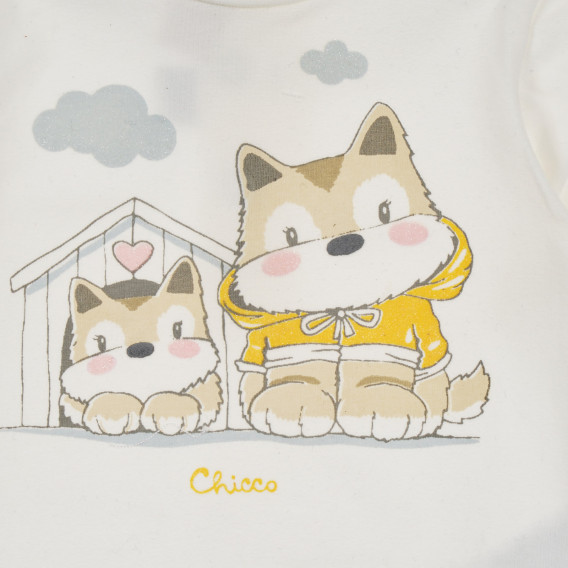 Set de bluză din bumbac cu jambiere pentru un bebeluș în alb și maro Chicco 256136 3
