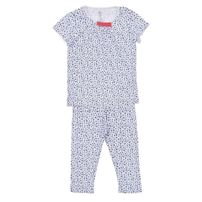 Pijamale din bumbac cu mâneci scurte, albe  256306