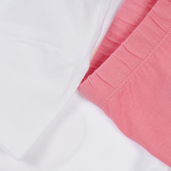 Set de tricouri și jambiere din bumbac în alb și roz Chicco 256319 4