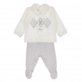 Set de bluză cu botine pentru bebeluși în alb și gri Chicco 256343 8