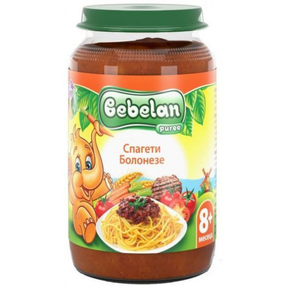 220 g. Spaghetti Bolognese pentru copii cu vârsta de peste 8 luni Bebelan 256556 