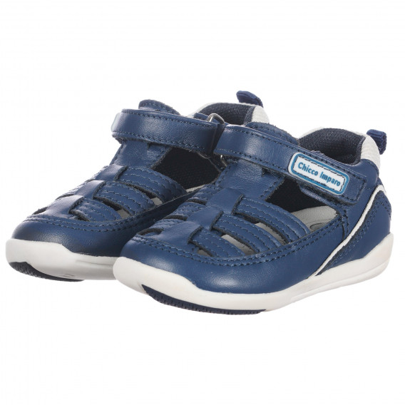 Sandale din piele cu accente albe, albastru închis Chicco 257608 