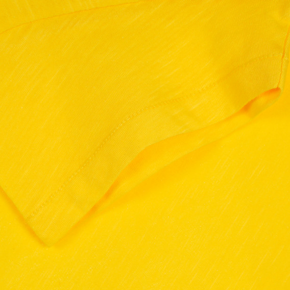 Tricou din bumbac cu inimă și inscripție de marcă, pentru copii, galben Benetton 257671 7