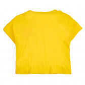 Tricou din bumbac cu inimă și inscripție de marcă, pentru copii, galben Benetton 257672 8