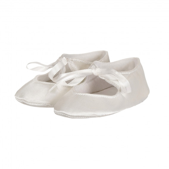 Pantofi din satin cu panglici, albe Chicco 257757 