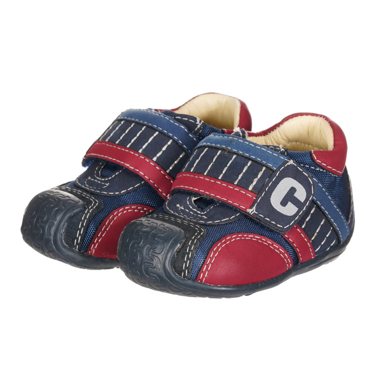 Pantofi cu detalii roșii pentru bebeluș, bleumarin  257778