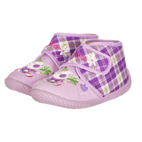 Papuci cu aplicație de urs și carouri, violet Chicco 257820 