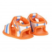 Sandale cu imprimeu și detalii portocalii pentru bebeluși, cu dungi albe și albastre Chicco 257914 2