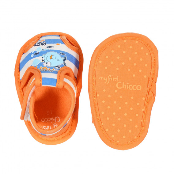 Sandale cu imprimeu și detalii portocalii pentru bebeluși, cu dungi albe și albastre Chicco 257915 3