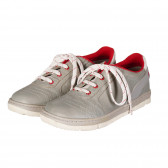 Pantofi din piele naturală cu detalii roșii, gri Chicco 257964 