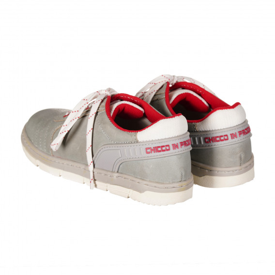 Pantofi din piele naturală cu detalii roșii, gri Chicco 257965 2