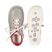 Pantofi din piele naturală cu detalii roșii, gri Chicco 257966 3
