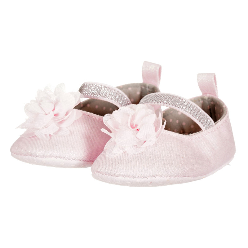 Pantofi cu aplicatie de flori, roz  257967