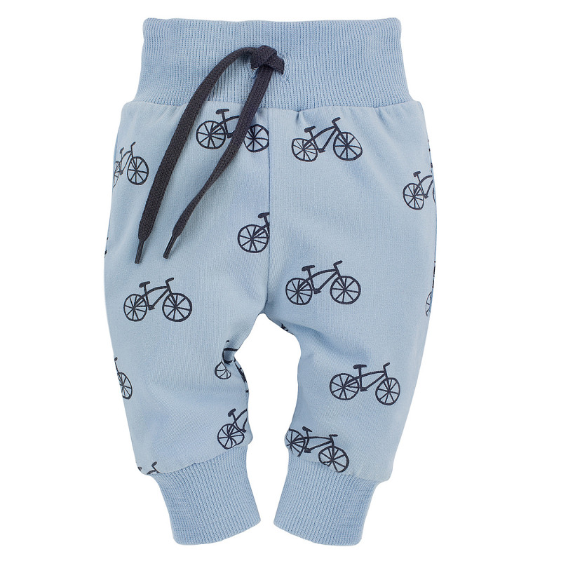 Pantaloni din bumbac cu imprimeu grafic pentru bebeluși, albastru  258012