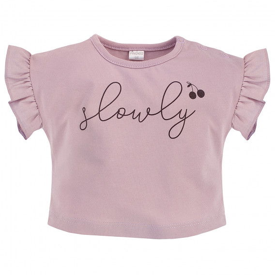 Bluză din bumbac cu mâneci scurte pentru bebeluși, de culoare roz Pinokio 258033 