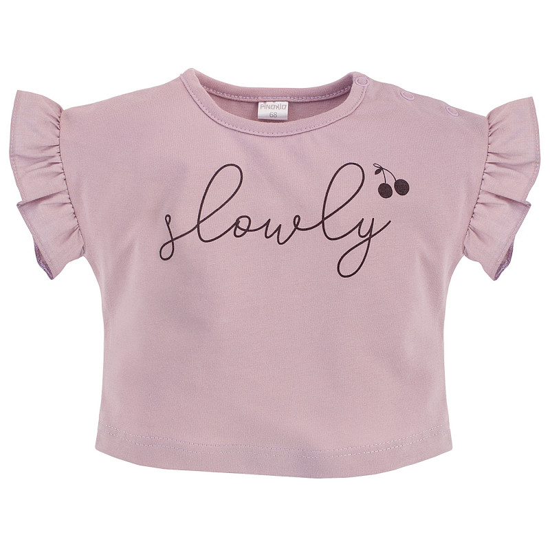 Bluză din bumbac cu mâneci scurte pentru bebeluși, de culoare roz  258033