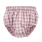 Pantaloni scurți din bumbac în carouri pentru bebeluși în alb și roz Pinokio 258036 