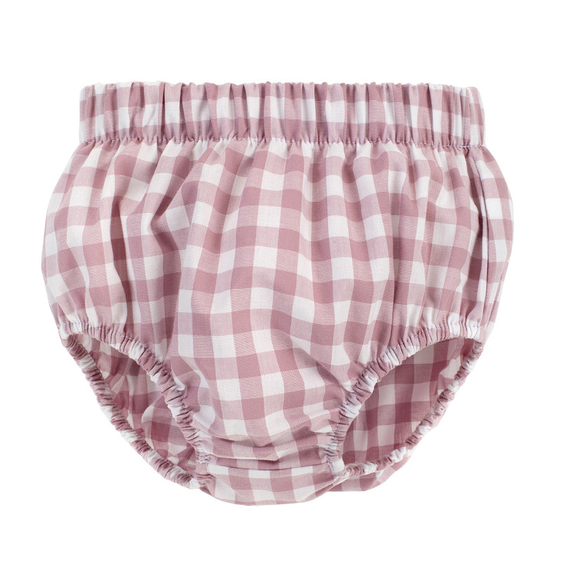 Pantaloni scurți din bumbac în carouri pentru bebeluși în alb și roz  258036