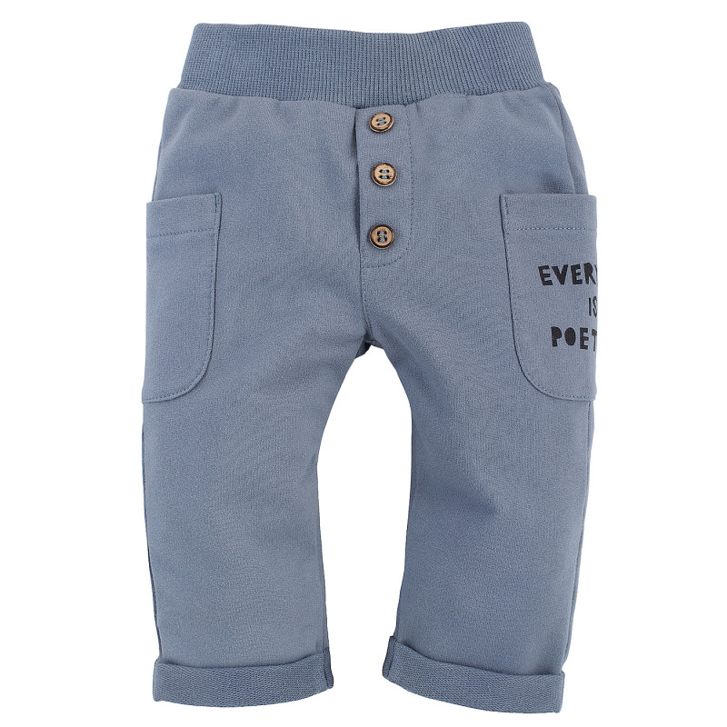 Pantaloni din bumbac cu capete pliate, albaștri  258046